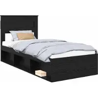 Syfax Bettrahmen Schwarz 75 x 190 cm Massives Kiefernholz