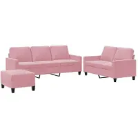 vidaXL 3-tlg. Sofagarnitur mit Kissen Rosa Samt