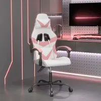 vidaXL Hochwertig Gaming-Stuhl Drehbar Weiß und Rosa Kunstleder 349552