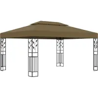 vidaXL Pavillon mit Doppeldach 3x4 m Taupe 180 g/m²