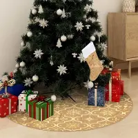 Prolenta Maison Exclusive - Luxus-Weihnachtsbaumdecke mit Socke Gelb 90 cm Stoff