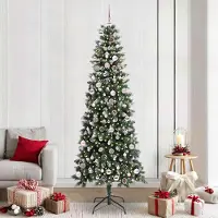 vidaXL "Schlussverkauf" Künstlicher Weihnachtsbaum(1 pc) - Kunstbaum/Tannenbaum - mit 300 LEDs mit Ständer Grün 240 cm C7468
