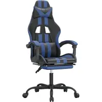 Syfax Gaming-Stuhl mit Fußstütze Schwarz und Blau Kunstleder