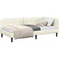 Syfax Eckbettgestell Creme 100 x 200 cm Samt