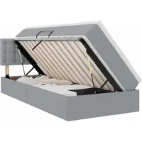 Syfax LED-Speicherbett mit Matratze Hellgrau 100 x 200 cm Stoff
