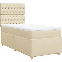 vidaXL Boxspringbett mit Matratze Creme 90x200 cm Stoff
