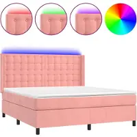 Syfax Boxspringbett mit Matratze & LED Rosa 160x200 cm Samt