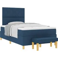 Syfax Boxspringbett mit Kissen mit Kopfteil Blau 200 x 120 cm Stoff