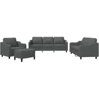 vidaXL 4-tlg. Sofagarnitur mit Kissen Dunkelgrau Stoff