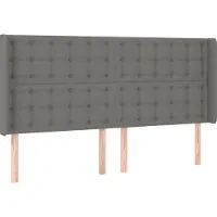 Syfax Kopfteil mit Ohren Dunkelgrau 203x16x118/128 cm Stoff