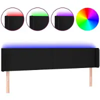 Syfax LED Kopfteil Schwarz 163x16x78/88 cm Stoff
