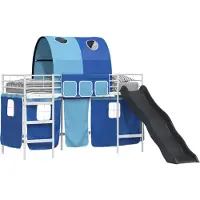 Syfax Kinder-Etagenbett Weiß und Blau 90 x 190 cm Metall