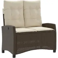 vidaXL Gartenbank Verstellbar mit Kissen Braun Poly Rattan