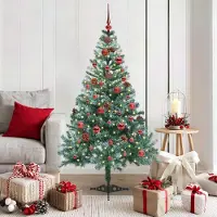 vidaXL BEI CLORIS Künstlicher Weihnachtsbaum Grün 150 cm PVC und Stahl - Künstliche Weihnachtsbäume Neu5611052 2parcel