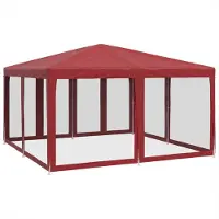 Syfax Partyzelt mit 8 Mesh-Seitenteilen Rot 4x4 m HDPE