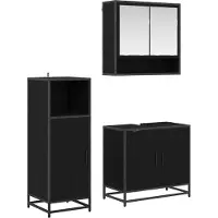 Syfax Badezimmermöbel-Set 3 pcs Schwarz Eichen-Optik Holzwerkstoff