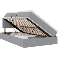 Syfax LED-Speicherbett mit Matratze Hellgrau 120 x 200 cm Stoff