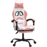 Syfax Gaming-Stuhl mit Fußstütze Weiß und Rosa Kunstleder