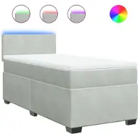 vidaXL Boxspringbett mit Matratze Hellgrau 80x200 cm Samt