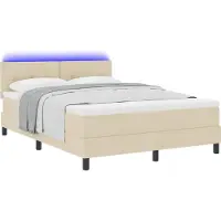 Syfax Boxspringbett mit Matratze mit LED Creme 140 x 200 cm Stoff