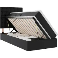 Syfax Bett mit Stauraum und LED Schwarz 90 x 200 cm Kunstleder