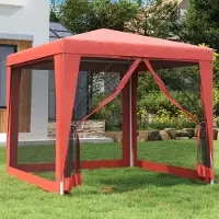 Prolenta Maison Exclusive - Partyzelt mit 4 Mesh-Seitenwänden Rot 2,5x2,5 m HDPE