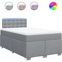 Syfax Boxspringbett mit Matratze Hellgrau 120x200 cm Stoff