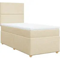 vidaXL Boxspringbett mit Matratze Creme 80x200 cm Stoff
