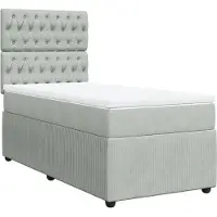 vidaXL Boxspringbett mit Matratze Hellgrau 90x190 cm Samt