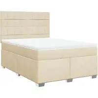 Syfax Boxspringbett mit Matratze Creme 160x200 cm Stoff