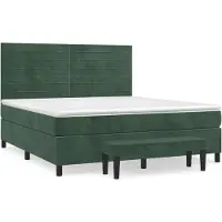 Syfax Boxspringbett mit Matratze Dunkelgrün 180x200 cm Samt