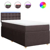 Syfax Boxspringbett mit Matratze Dunkelbraun 90x200 cm Stoff