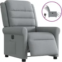 vidaXL Hochwertig Relaxsessel Elektrisch Hellgrau Stoff 3303294