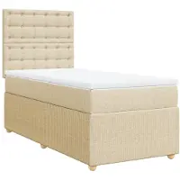 Syfax Boxspringbett mit Matratze Creme 90x190 cm Stoff