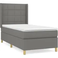 Syfax Boxspringbett mit Matratze Dunkelgrau 100x200 cm Stoff