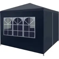 Syfax Party Zelt 3 x 3 x 2,55 m Blau mit Türverkleidung mit Reißverschluss, UV-beständig und wasserfest