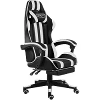 Syfax Gaming-Stuhl mit Fußstütze Schwarz und Weiß Kunstleder