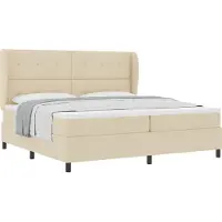 Syfax Boxspringbett mit Matratze Creme 200 x 200 cm Stoff