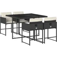 vidaXL 5-tlg. Garten-Essgruppe mit Kissen Schwarz Poly Rattan