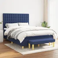 vidaXL Boxspringbett mit Matratze Blau 140x200 cm Stoff , Klassische Betten Design 2024