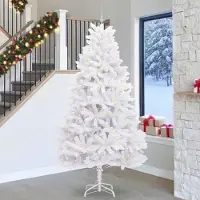 vidaXL "Schlussverkauf" Künstlicher klappbarer Weihnachtsbaum(1 pc) - Kunstbaum/Tannenbaum - Weiß 270 cm PVC und Stahl C8055