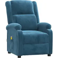 Syfax Blauer Samt Massagesessel mit manueller Liegefunktion und Vibrationsmassage, 70x93x98 cm