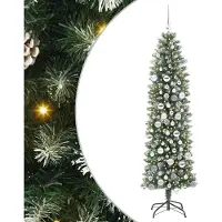 Syfax Künstlicher schlanker Weihnachtsbaum Grün und Weiß 180 cm