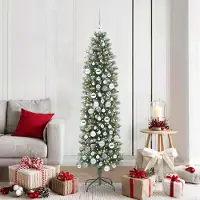 Prolenta Maison Exclusive - Künstlicher schlanker Weihnachtsbaum Grün und Weiß 180 cm