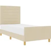 Syfax Bettgestell mit Kopfteil Creme 90 x 200 cm Stoff