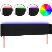 Syfax LED Kopfteil Schwarz 203x16x78/88 cm Stoff