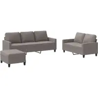 vidaXL 3-tlg. Sofagarnitur mit Kissen Taupe Stoff