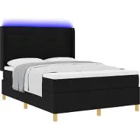 Syfax Boxspringbett mit LED-Lichtleisten Schwarz 140 x 200 cm Stoff