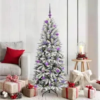 vidaXL "Schlussverkauf" Künstlicher Weihnachtsbaum(1 pc) - Kunstbaum/Tannenbaum - mit 150 LEDs mit Ständer Weiß 150 cm C7532