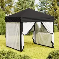 vidaXL Partyzelt Faltbar mit Seitenwänden Schwarz 2x2 m - Pavillons & Partyzelte CC32651